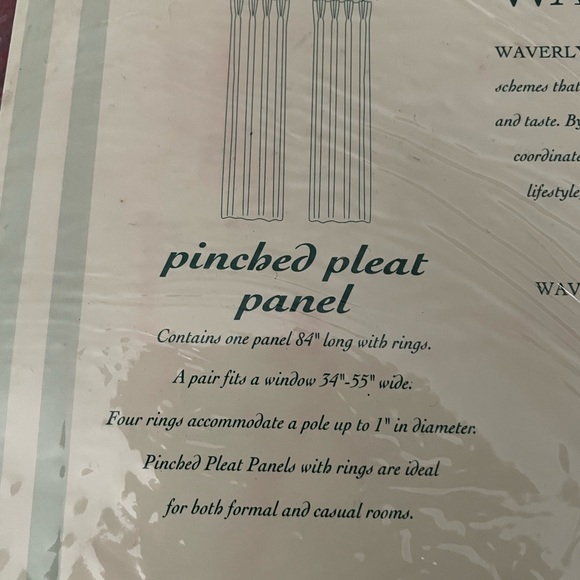 Waverly 1 pair of pinched pleat panels with rings, burgundy nwt curtains  25x84 - Picture 7 of 13